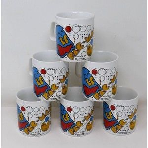 Midway 1980 Kiln Craft Staffordshire England Pac-Man Ceramic Mug Set of 6